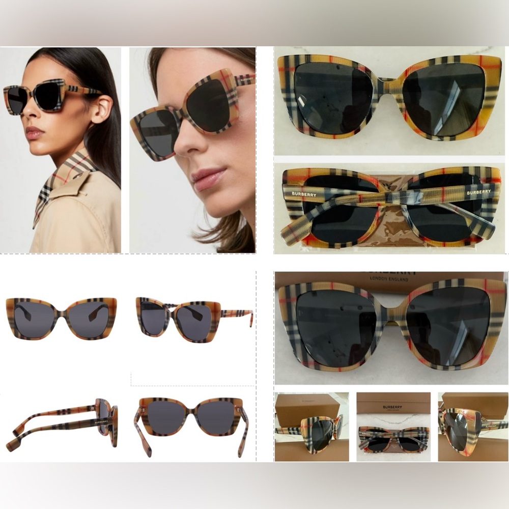 CLASSIC BURBERRY CAT- EYE FRAME SUNNIES IN THEIR CHECK PATTERN SIGNATURE STYLE - Picture 11 of 16